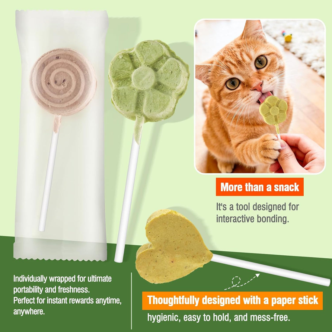 Myfoodog Freeze Dried Cat Treats, Cat Lollipop Treats Cat Grass Treats