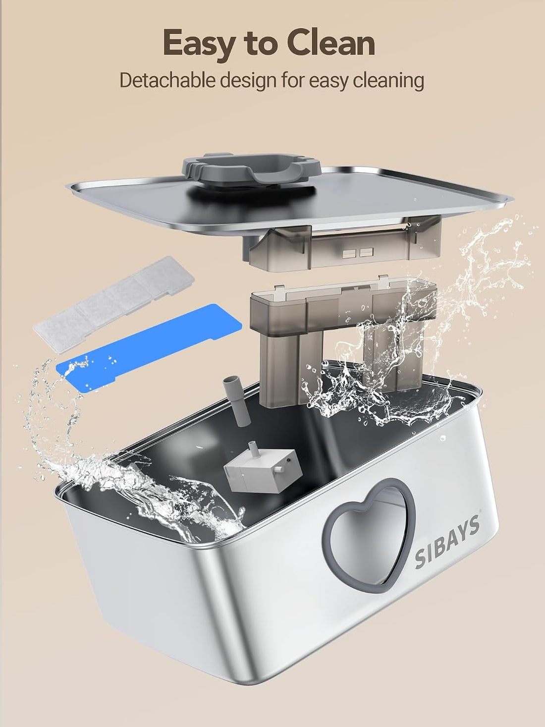 SIBAYS 15L Large Dog Water Fountain