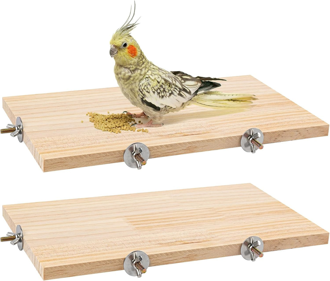 2 Pack Large Bird Perch Stand 13.8x7.9 Inch Wooden Parakeet Platform