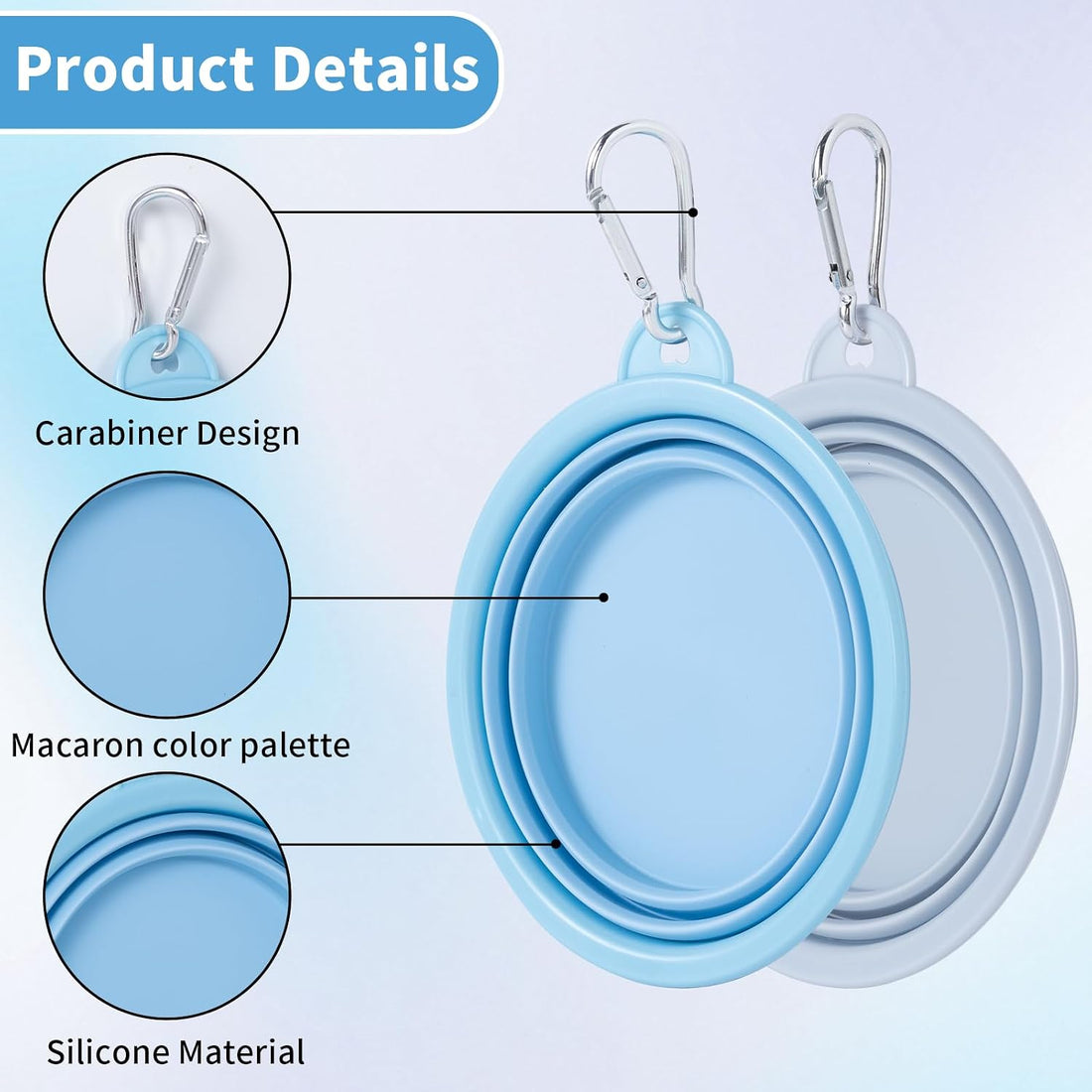SLSON Collapsible Dog Bowl, 2Pack Macaron Color Pet Travel Bowls