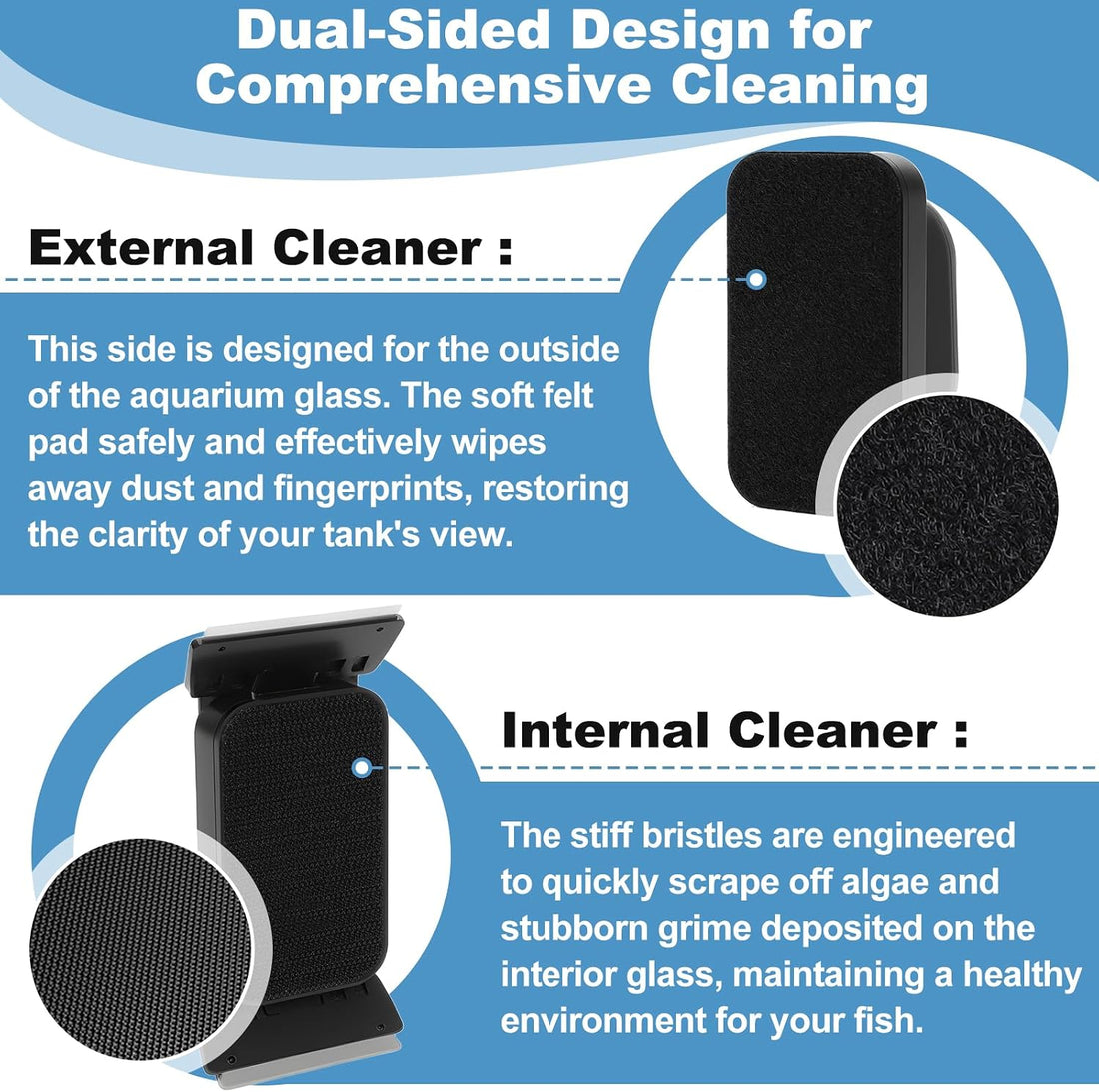 fishkeeper Dual-Blades Magnetic Aquarium Glass Cleaner with 4 Algae