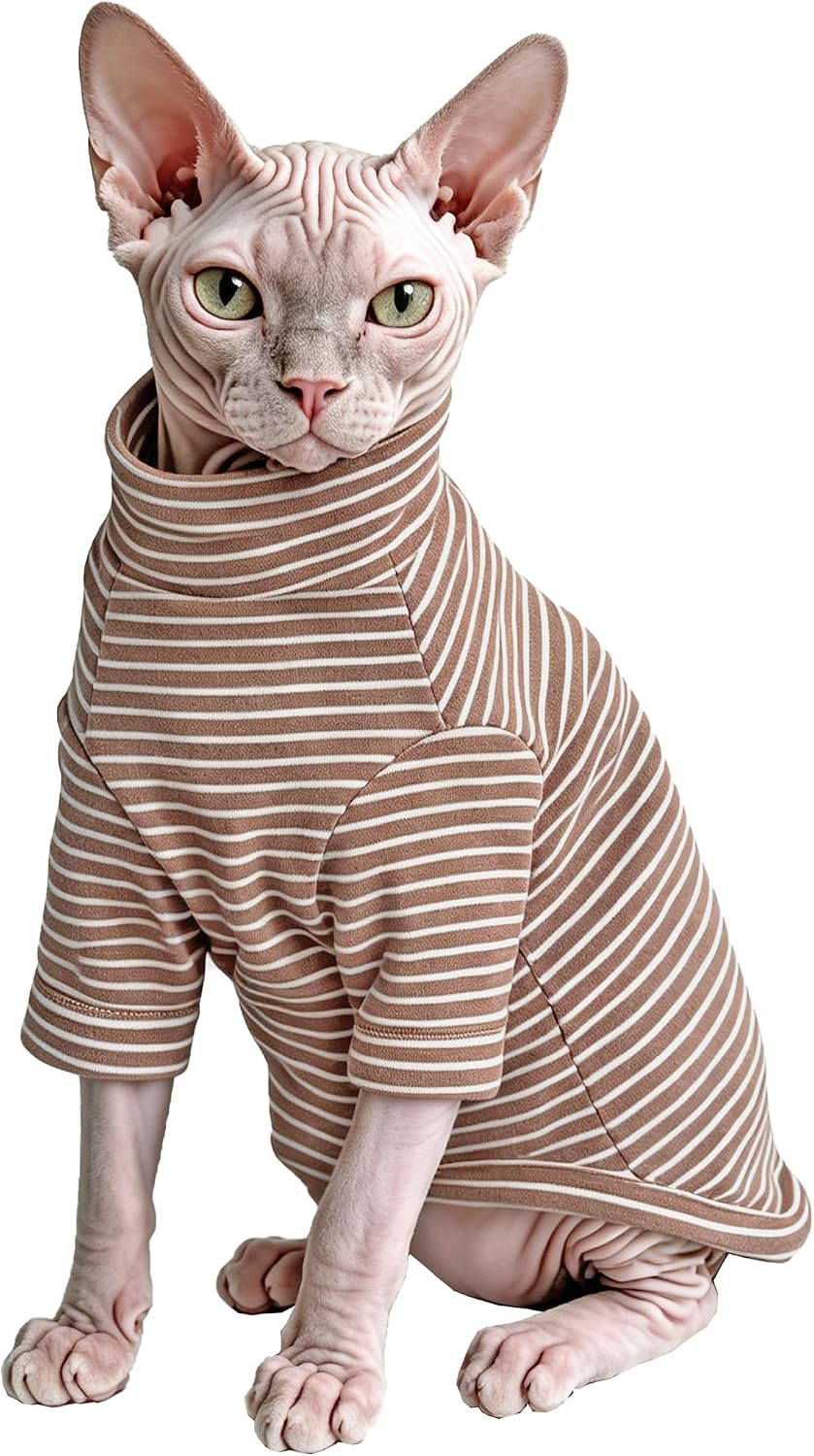 Striped Sphynx Cat Clothes Hairless Cat Fleece Sweater