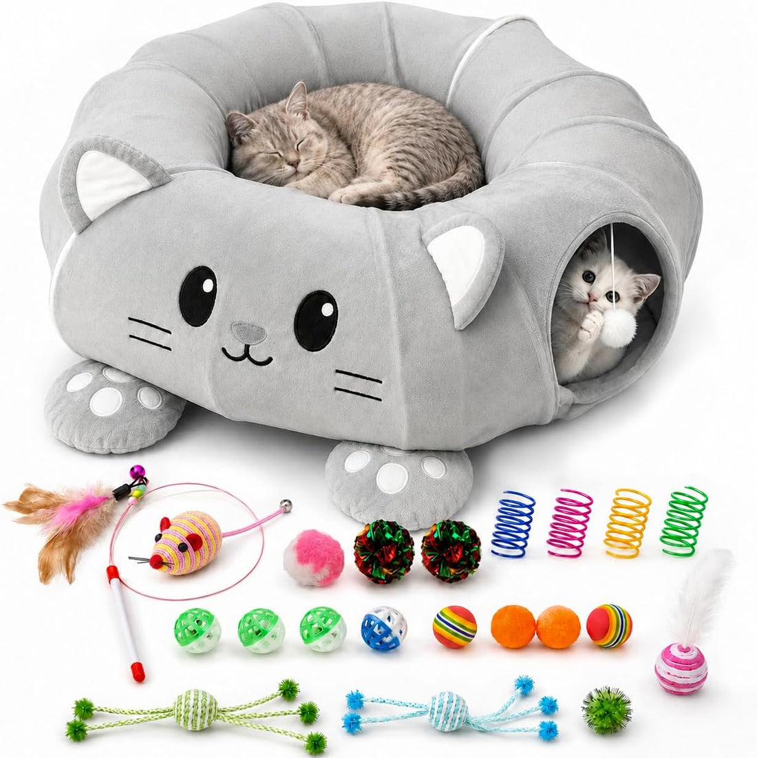 Cat Tunnel Bed with 21 Interactive Toys