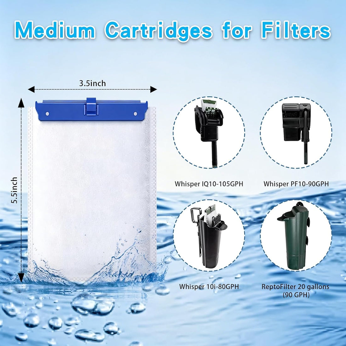Qwakay Large Filter Cartridges for Tetra Whisper Bio-Bag Filters