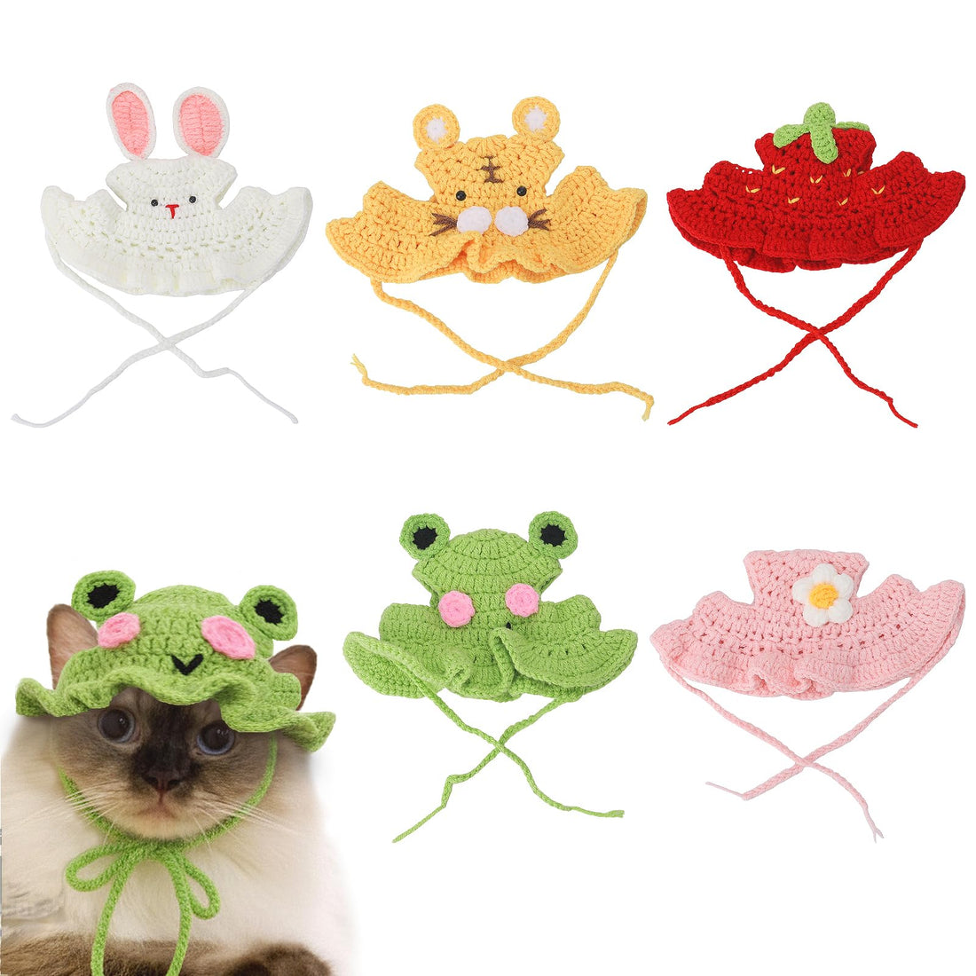 Guiqulai 5 Pack Cute Knitted Cat Hats Dog Hats