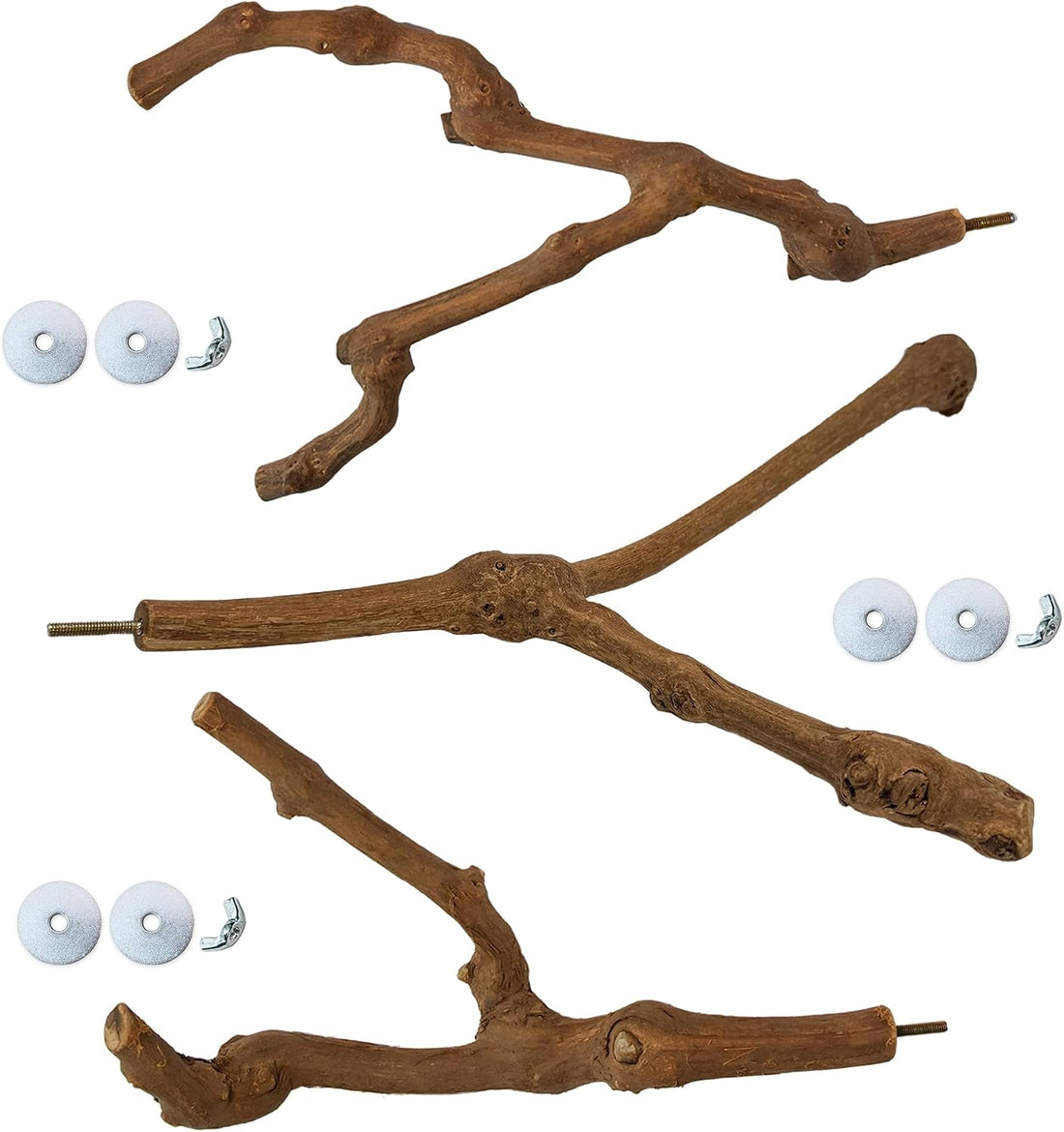 3PCS Bird Perch Natural Grape Stick Chewable Bird Stand Paw Grinding