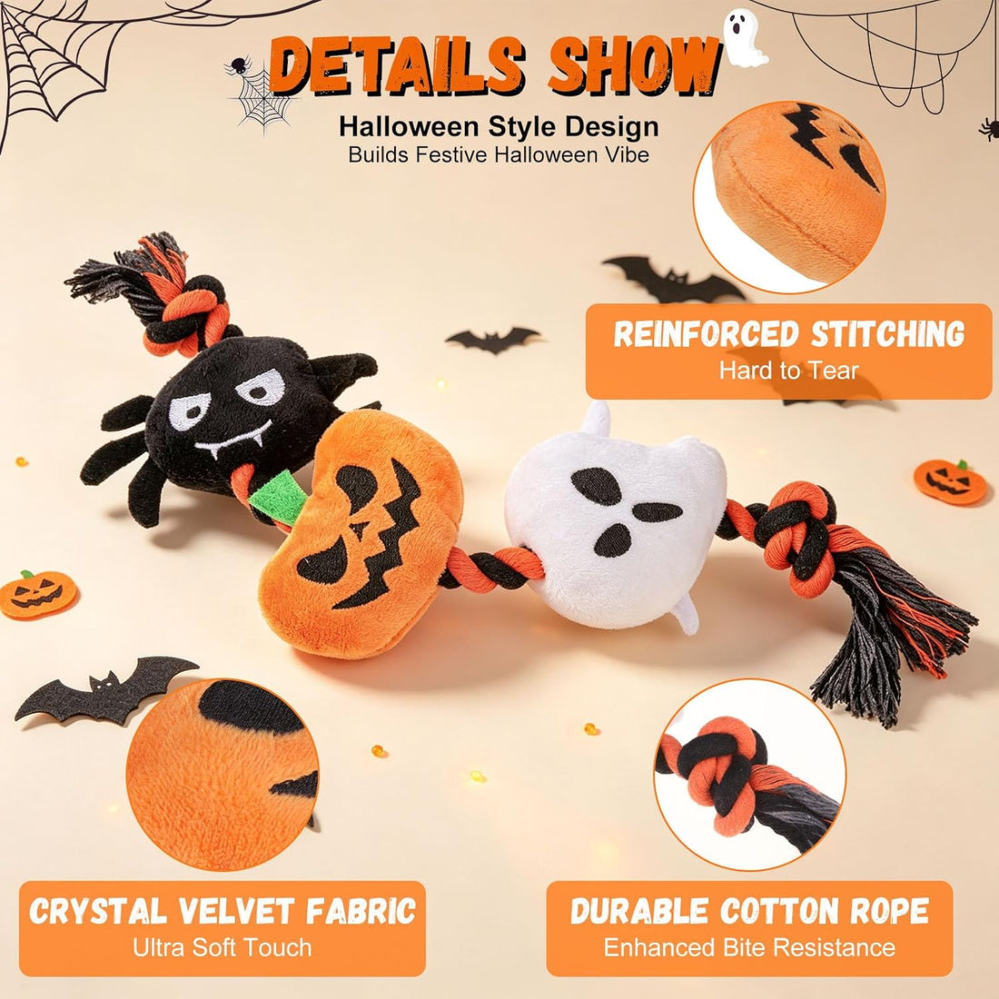 BEAUTYZOO Halloween Squeaky Dog Toy for Small Dog to Keep Them Busy
