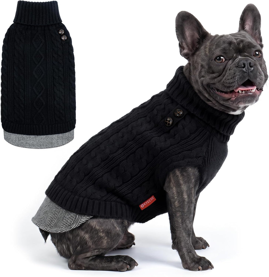 KYEESE Dog Sweater for Small Dogs Turtleneck Thick Knit Pullover