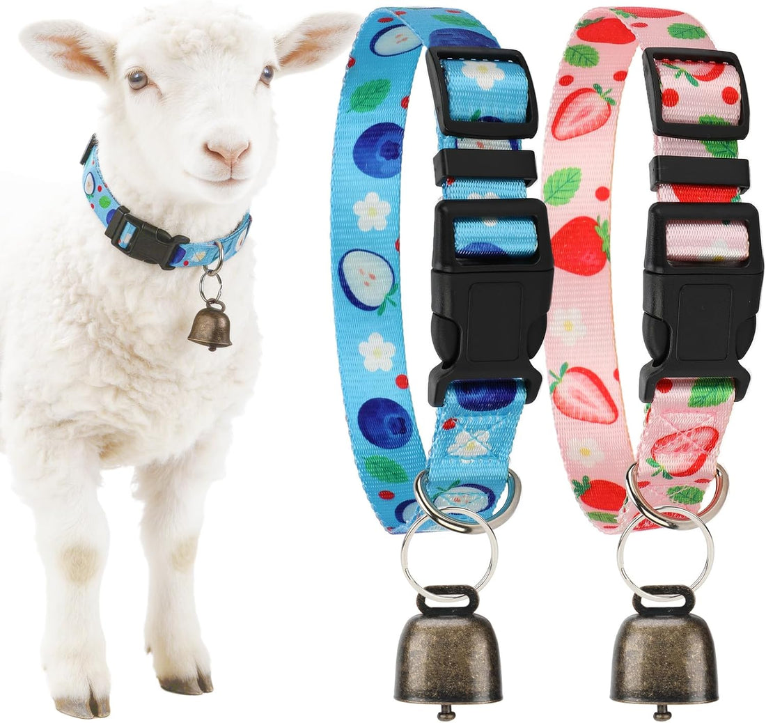 2 Pack Goat Collars with Bells,Fruit Adjustable Nylon Collar Set