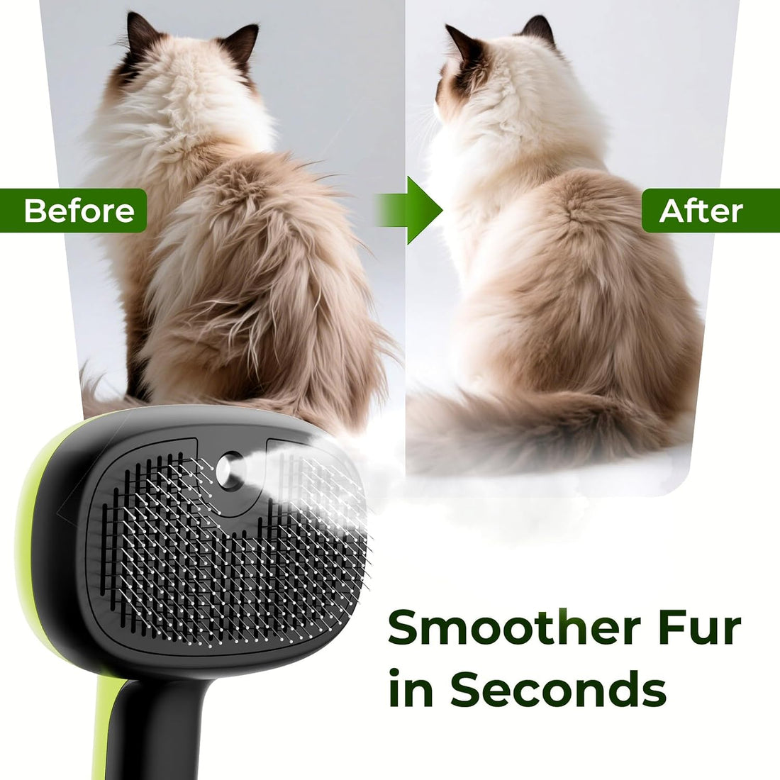 Pecute Cat Steam Brush, Self-Cleaning Steam Cat Brush with 2 Water