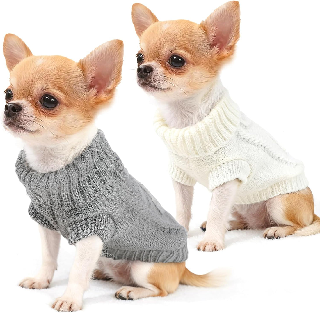 2 Pieces Puppy Sweater Dog Sweater for Small Dogs Winter Warm Dog