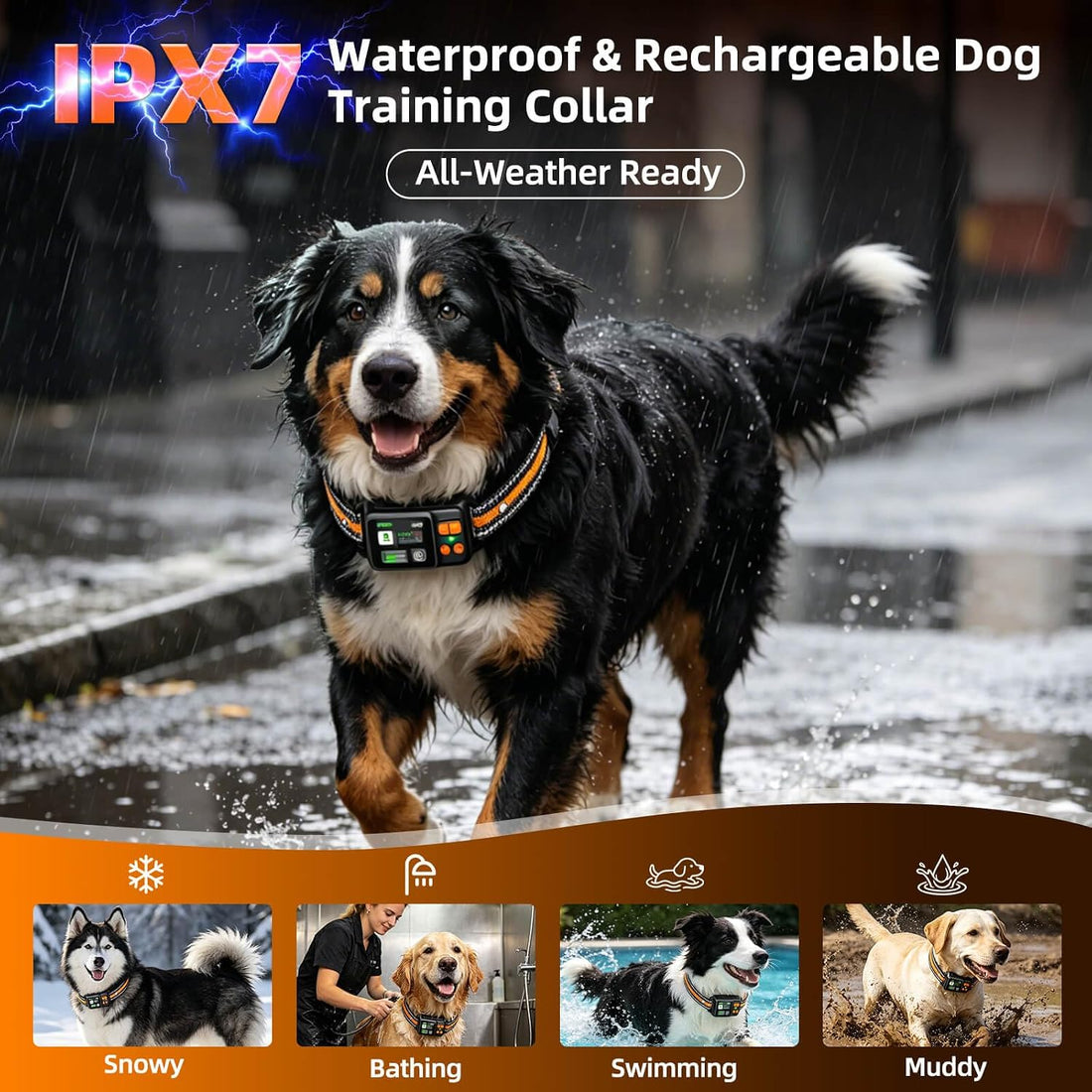 GPS Wireless Dog Fence Collar System 2 Mode Boundary IPX7 No Monthly