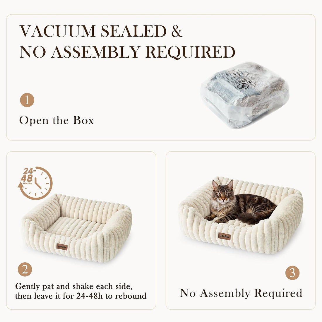 ZOMISIA Orthopedic Large Cat Bed with Removable Washable Cover
