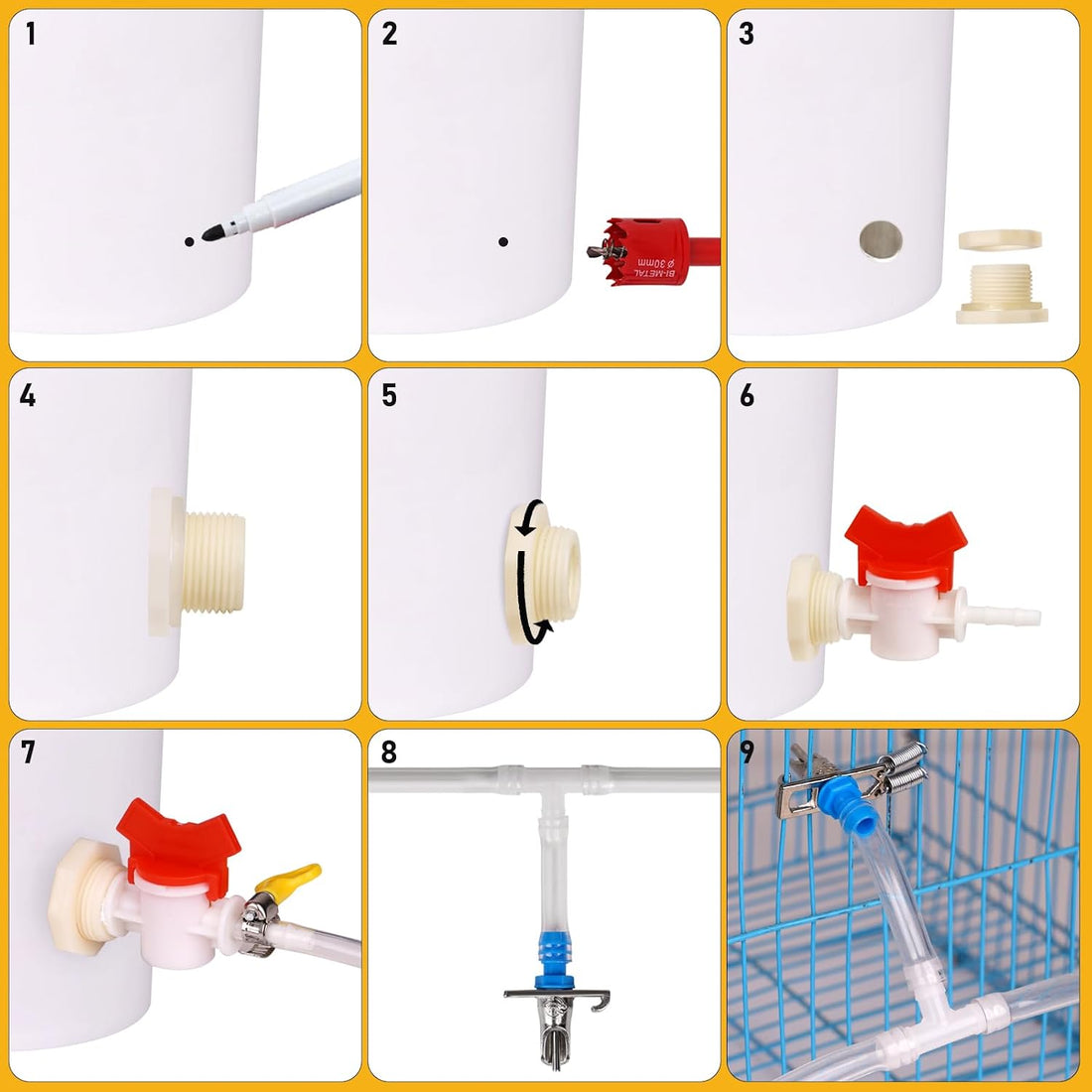 12Pcs Rabbit Nipple Drinker Kit Automatic Rabbit Watering System