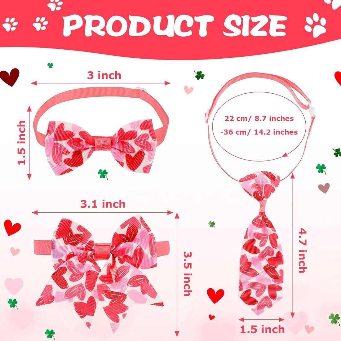 Chunful 100 Pcs Valentine's Dog Bow Ties St. Patrick's Day Dog