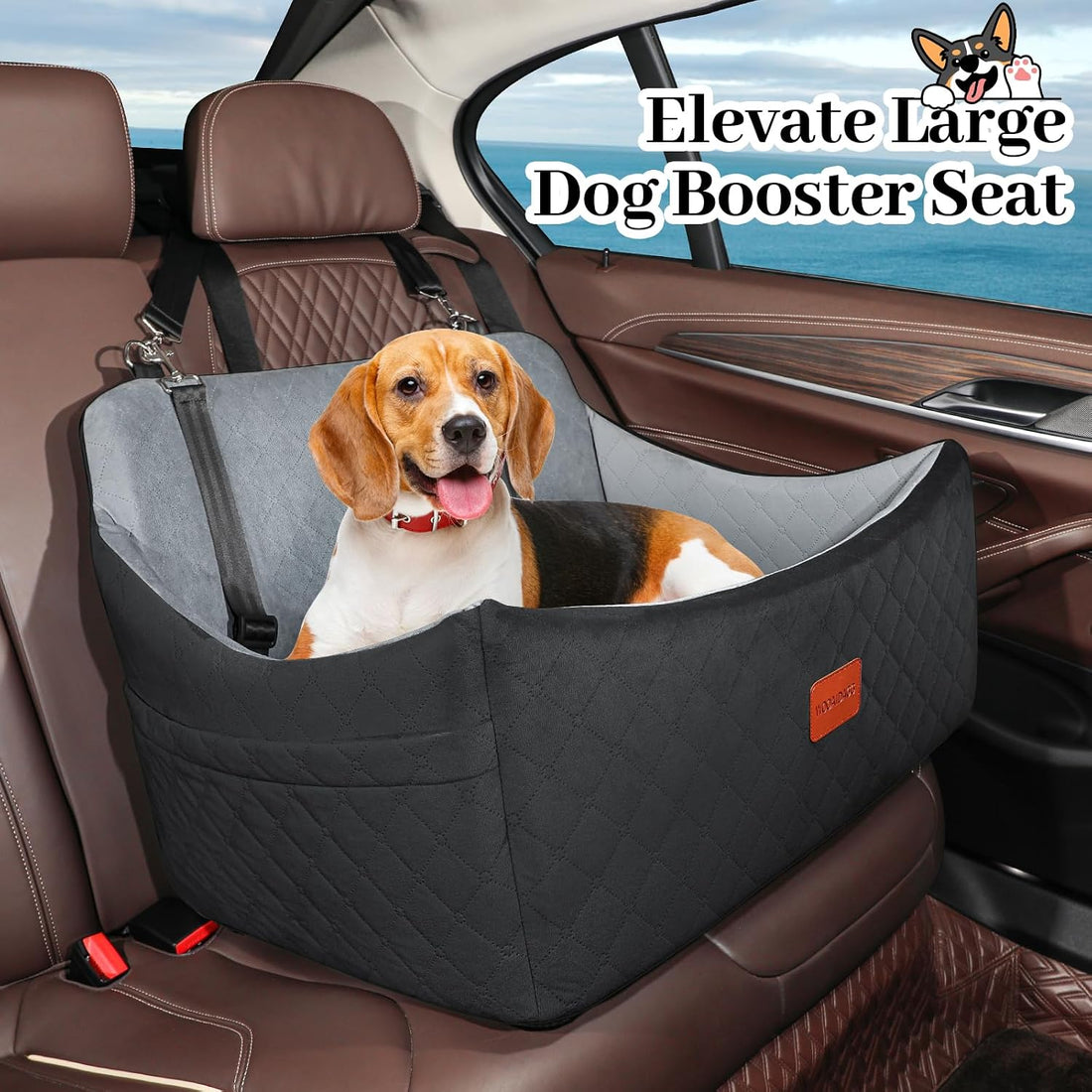 Wooaidagg Dog Car Seat for Medium & Large Dogs Up to 55lbs