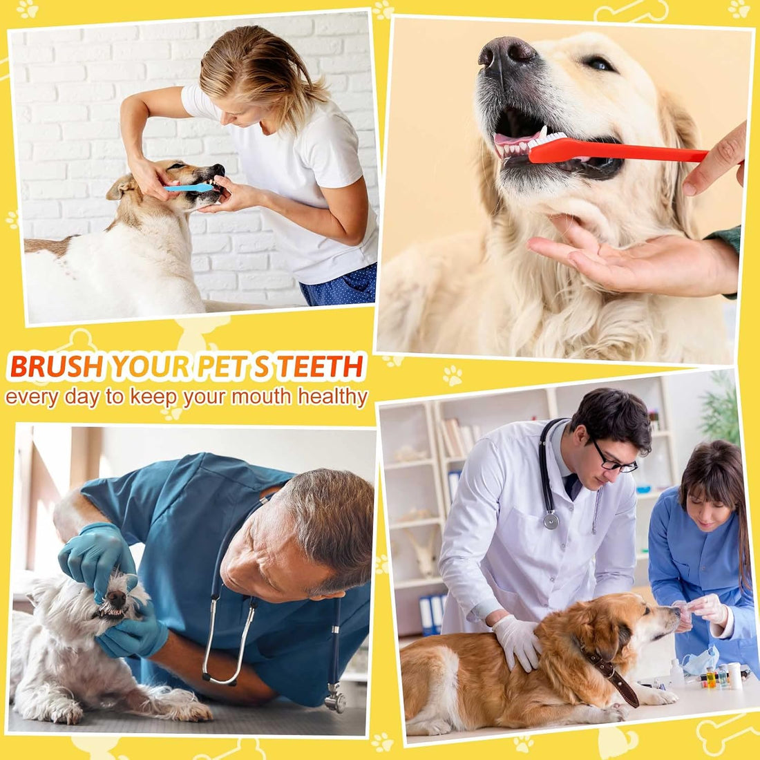 Eaasty 300 Pcs Dog Toothbrush Bulk Dual Headed Dental Brushes Puppy