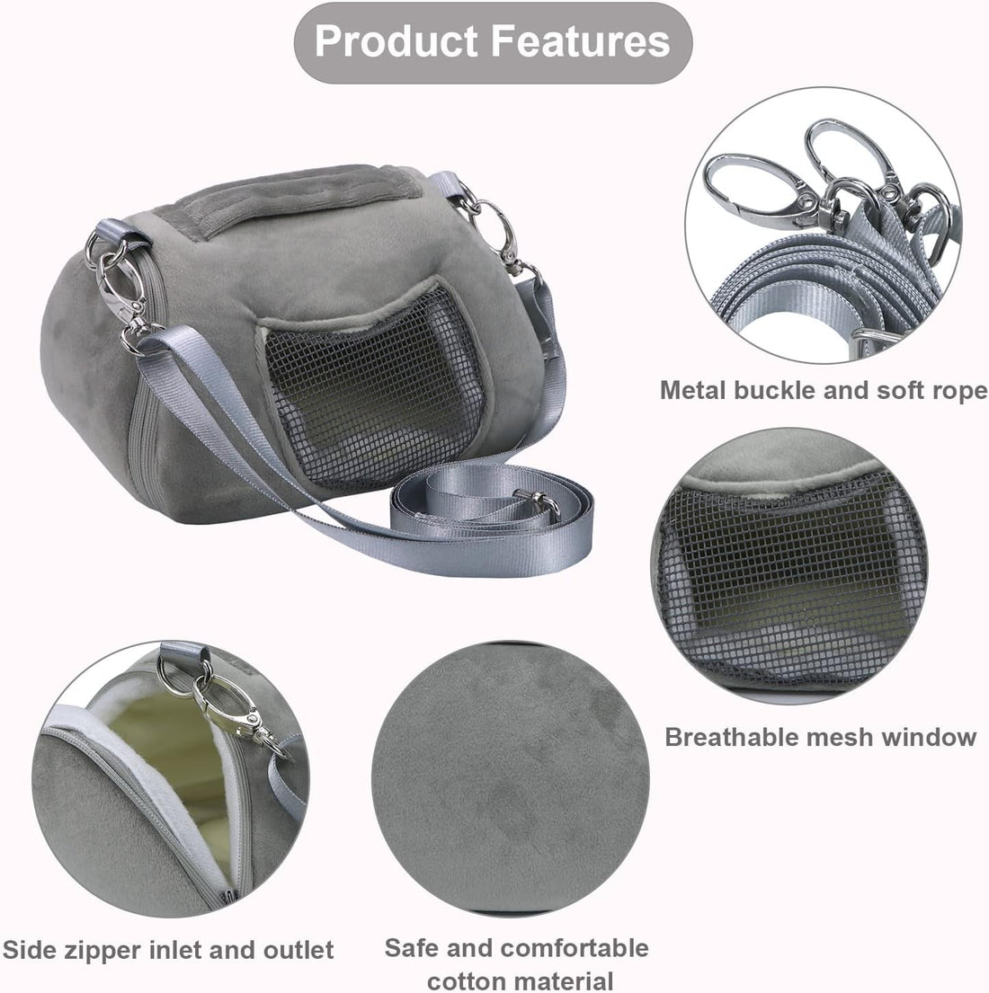 Litewoo Hamster Travel Carrier Portable Bag with Adjustable Strap