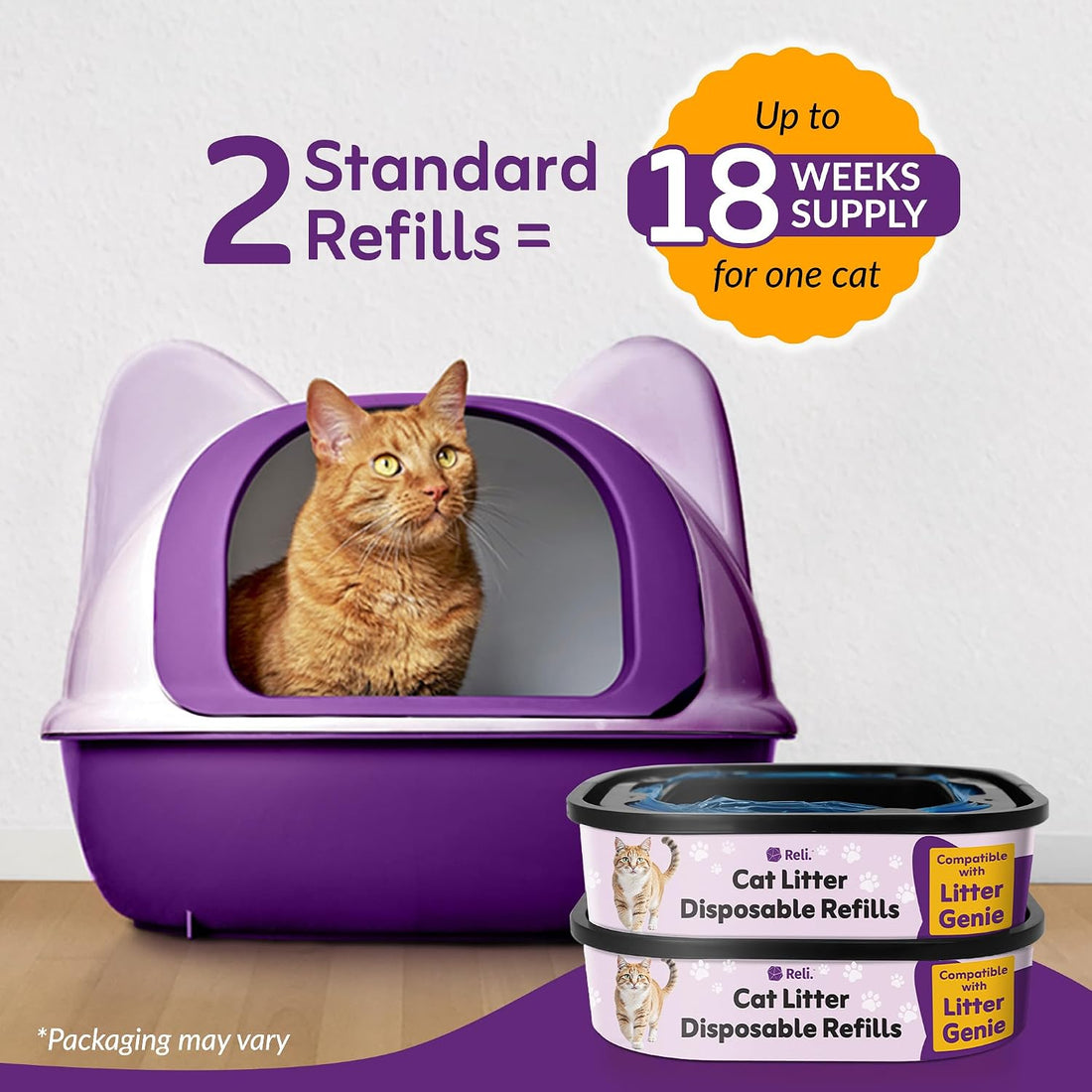 Reli. Cat Litter Refill Bags (2 Pack) | Compatible with Litter Genie
