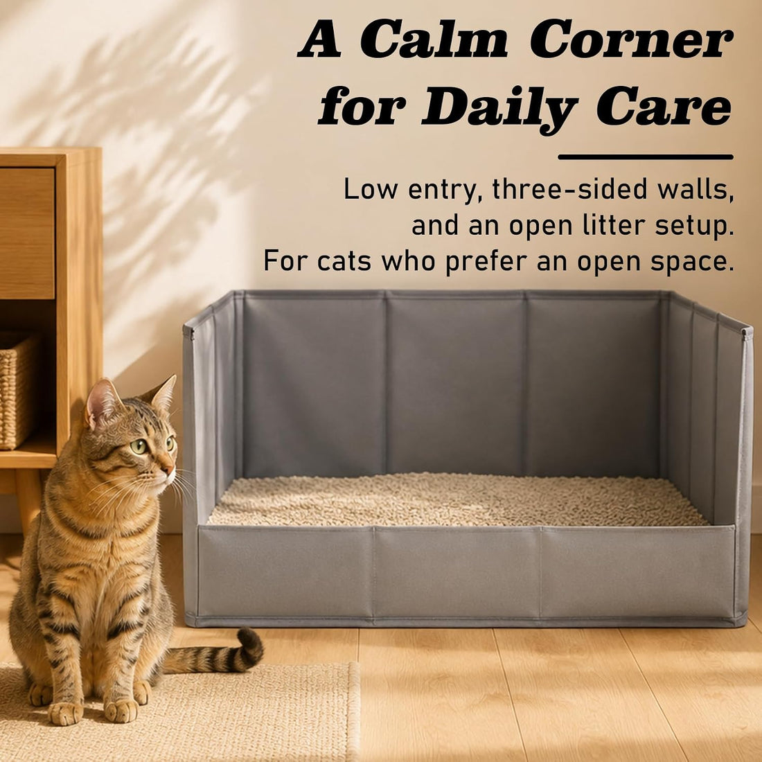 Dog Litter Box, Foldable Pee Pad Holder with High Walls for Indoor