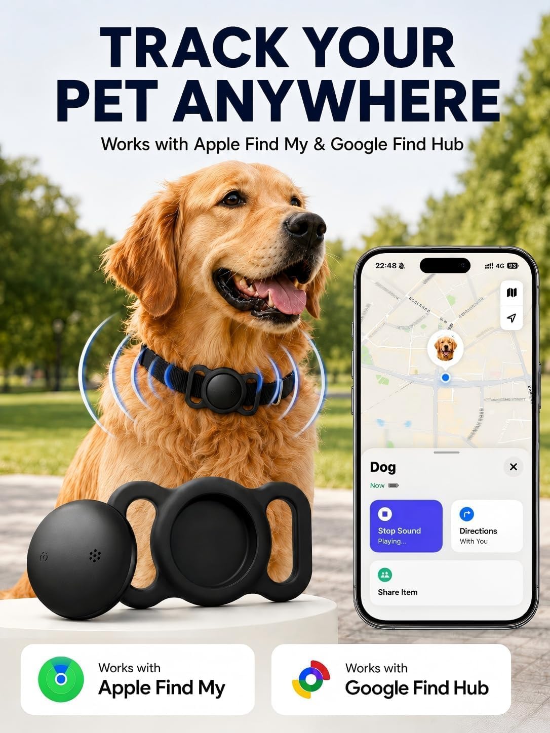 GPS Dog Tracker Collar Pet Finder Tag