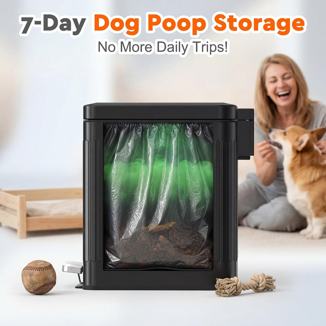 Amoowis Dog Poop Trash Can Outside - Odor Control & Waterproof