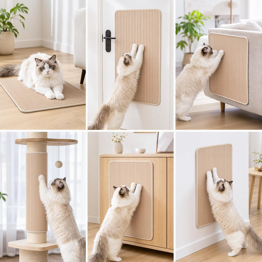 Cat Scratcher Mat, 23.6"x15.7" Natural Sisal Cat Scratch Pad