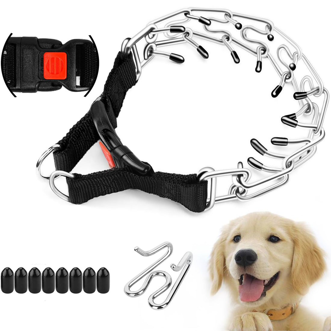 Supet Prong Collar for Dogs, Adjustable Dog Choke Collar Adjustable