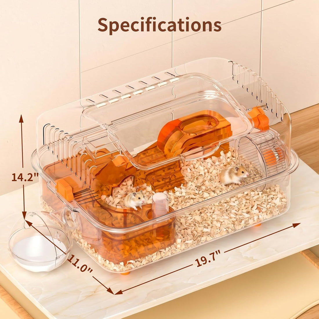 Clear Hamster Cage with External Bath, Dwarf Habitat