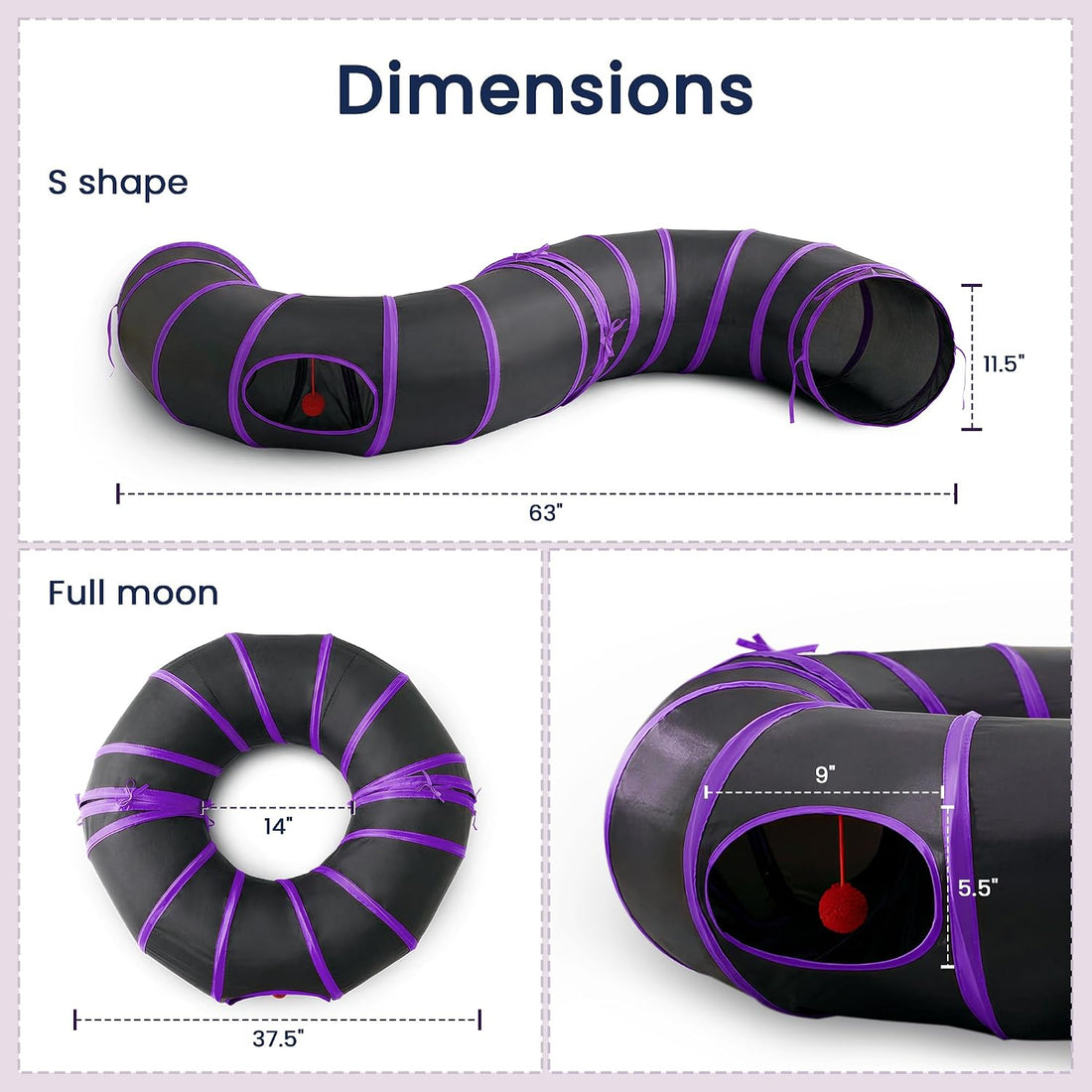 Love's cabin Round Cat Tunnel for Indoor Cats