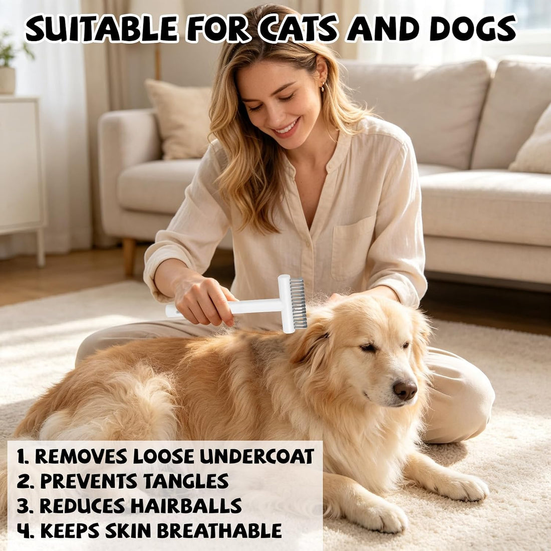 NQEUEPN Dog Cat Deshedding Brush