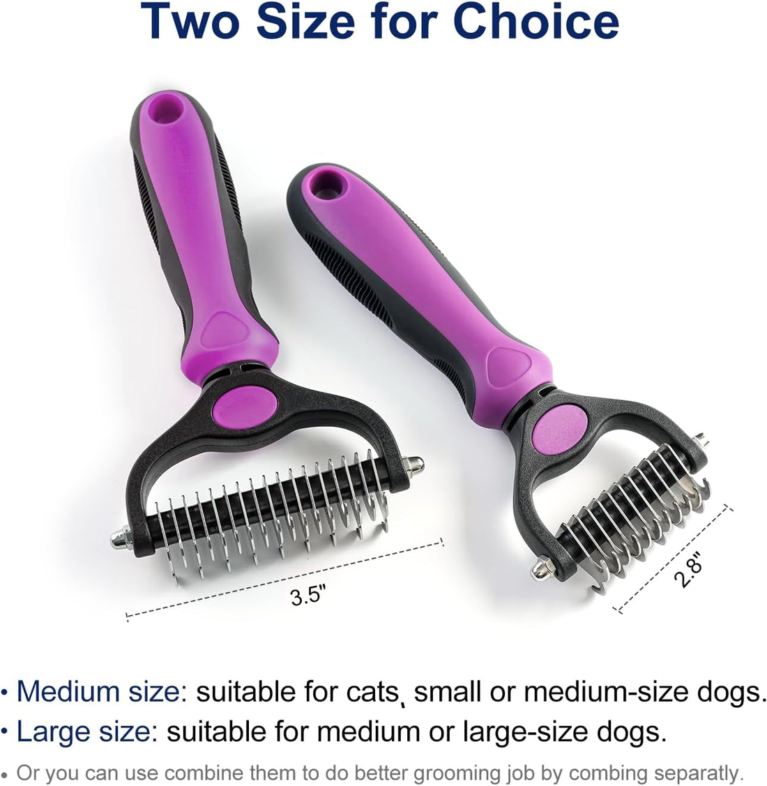 WePet Grooming Rake for Dogs & Cats, Double-Sided Deshedding Brush