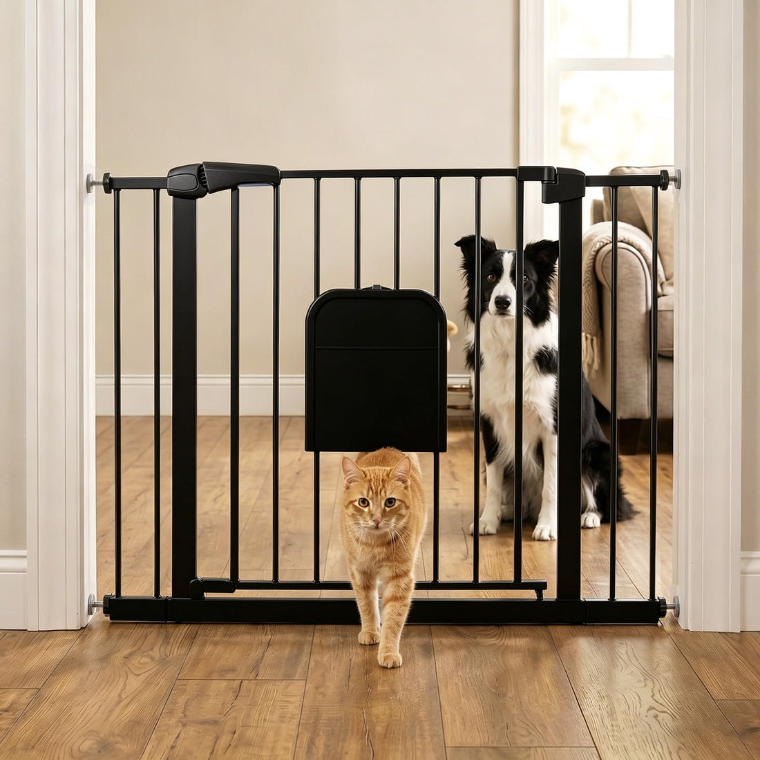 Metal Pet Gate with Cat Door