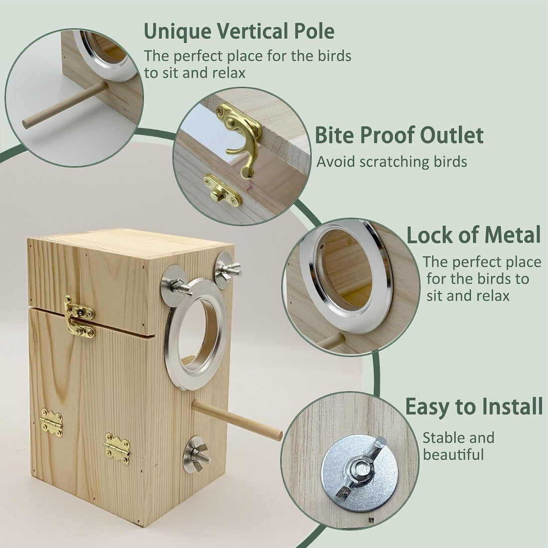 Parakeet Nesting Box Transparent Bird Nest Breeding Box with Perch