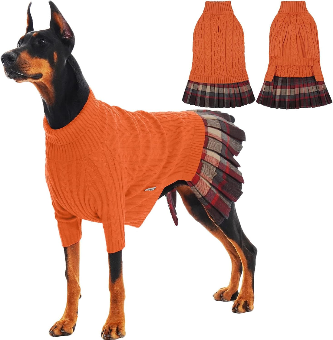 IECOii Dog Sweater Dress for Female Dogs, Knit Girl Dog Sweater Skirt
