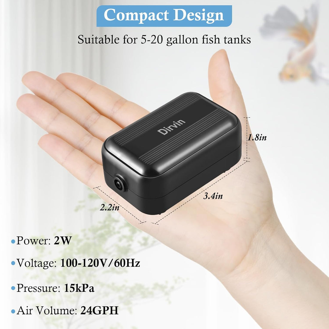 Dirvin Small Aquarium Air Pump