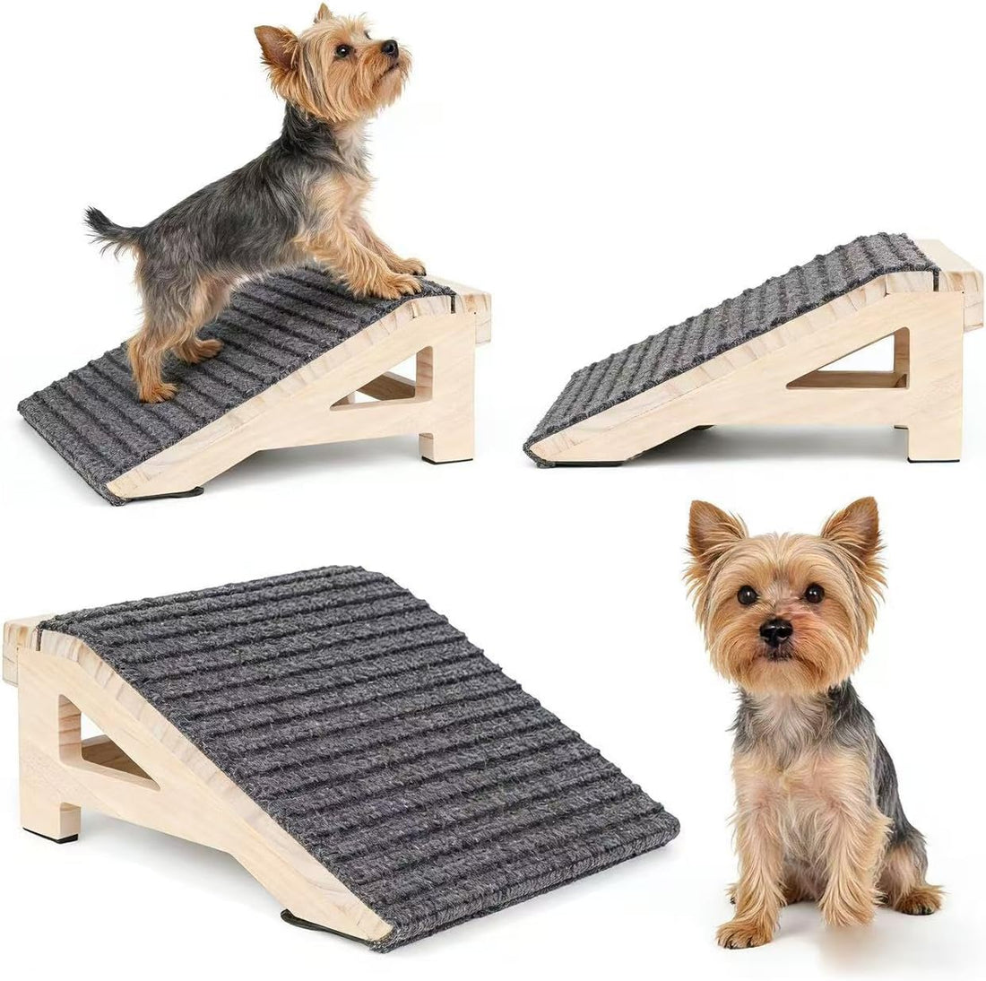 Dog Stairs Ramp for Small & Aged Dogs, Wooden Anti-Slip Pet Steps
