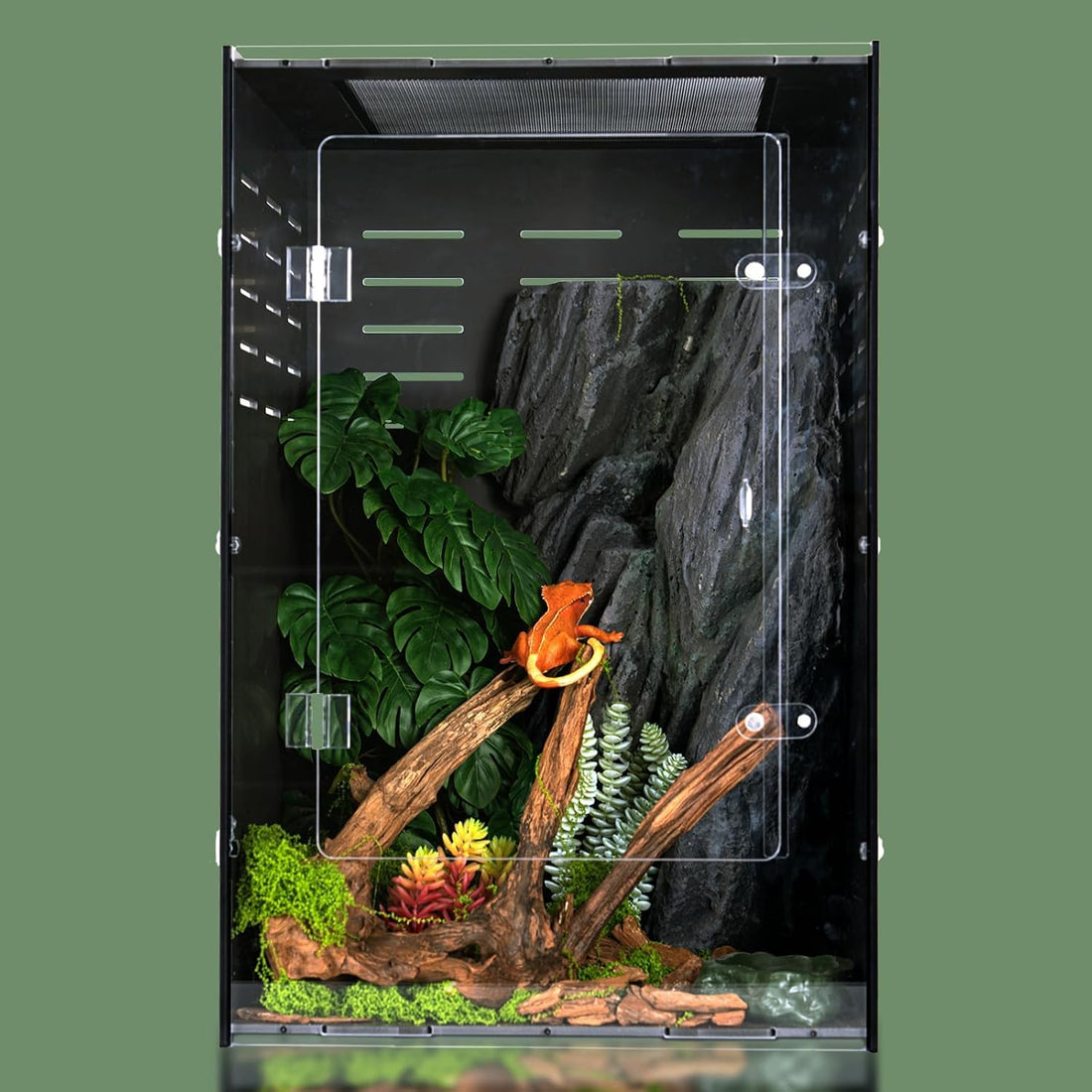 12x12x18 PVC Reptile Enclosure, Front Opening Tank for Reptiles