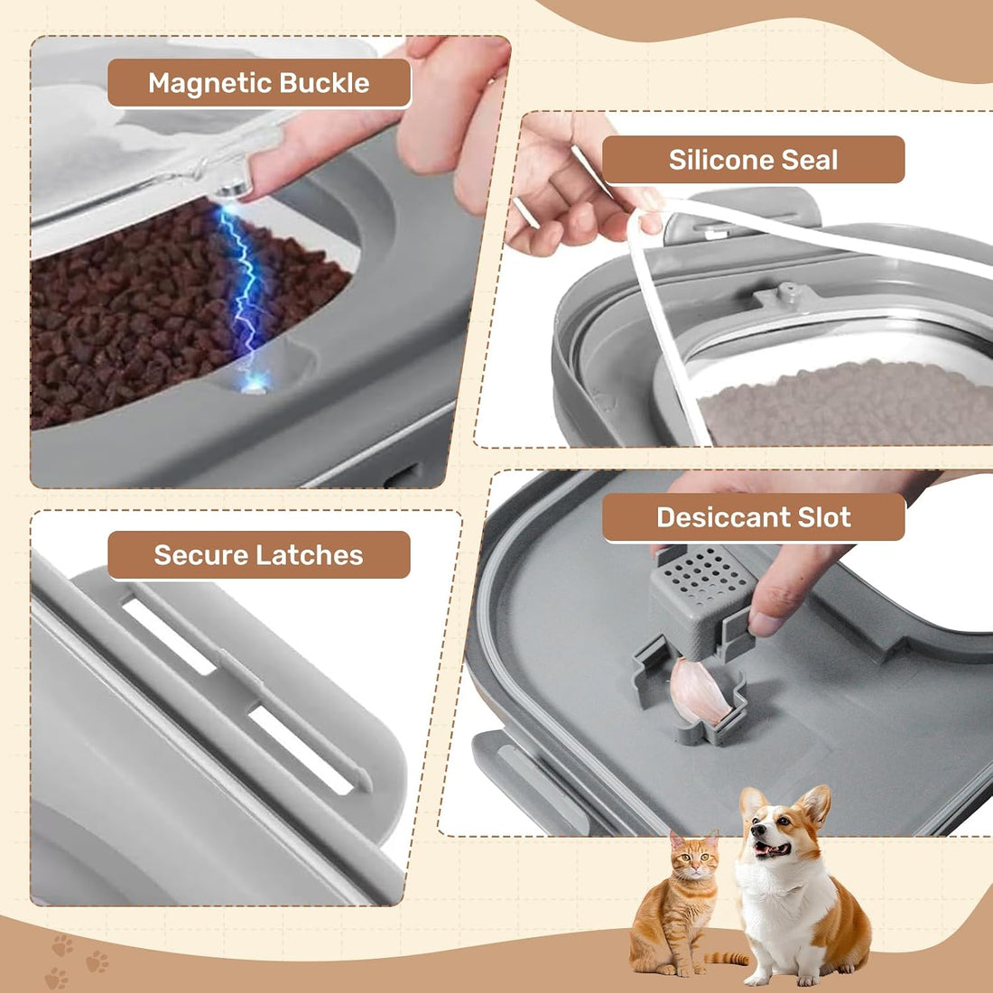 SEWIU Dog Food Storage Container Up to 2pack*20LB,Collapsible Dog