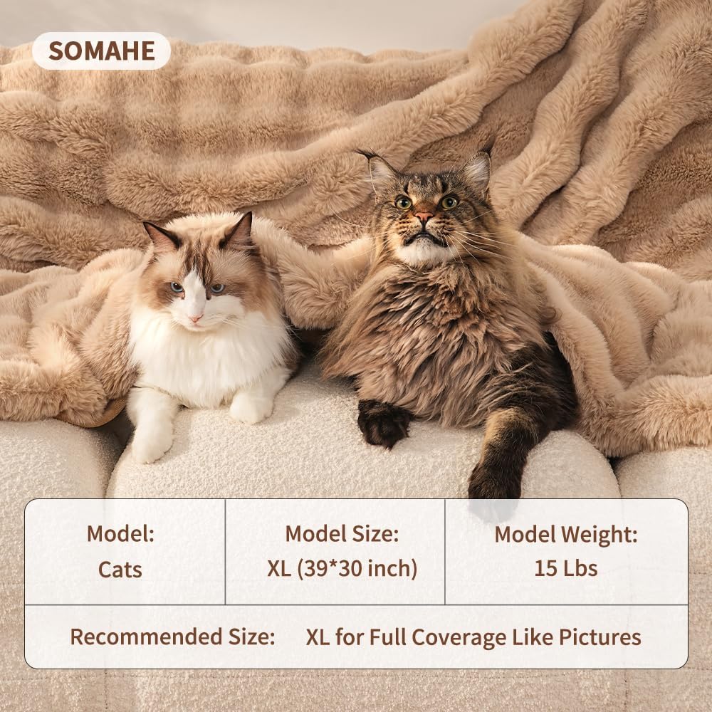 SOMAHE Soft Faux Fur Cat Blanket, Washable, Small 22x18