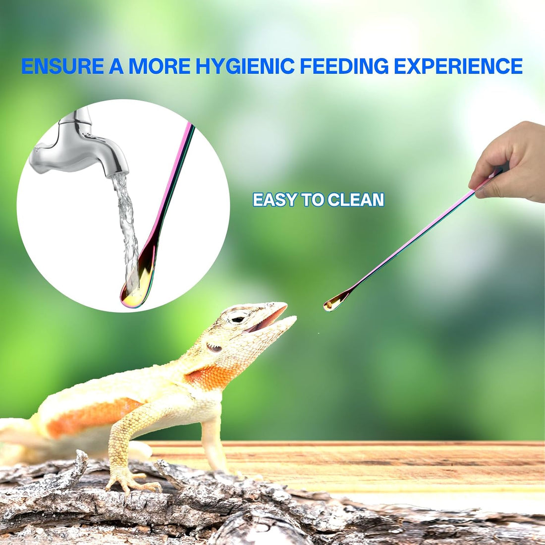3PCS 10.6" Straight & Curved Reptile Feeding Tongs Set with Spoon