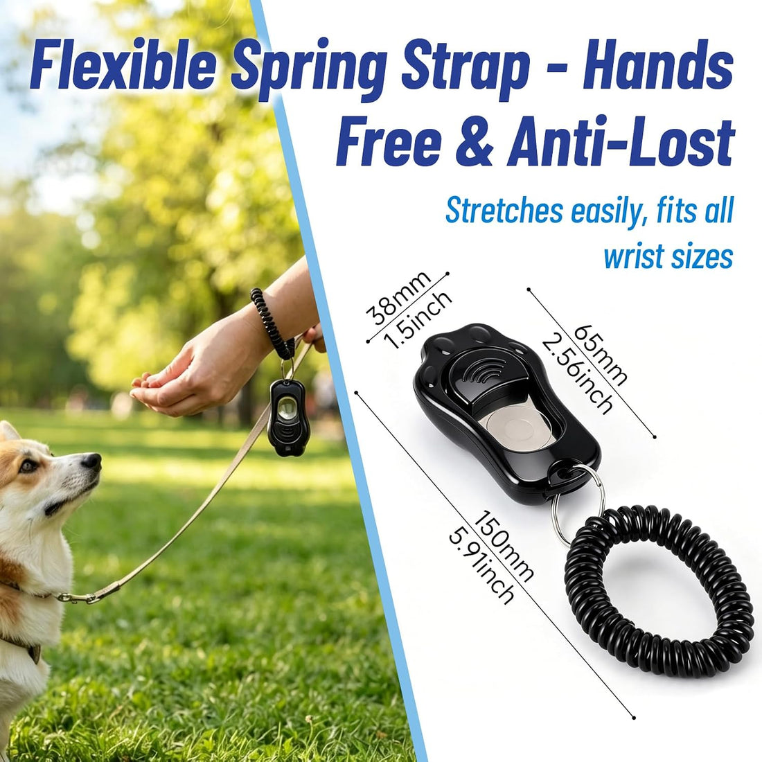Dog Training Clicker 2-Pack with 3 Volumes-Black & Blue