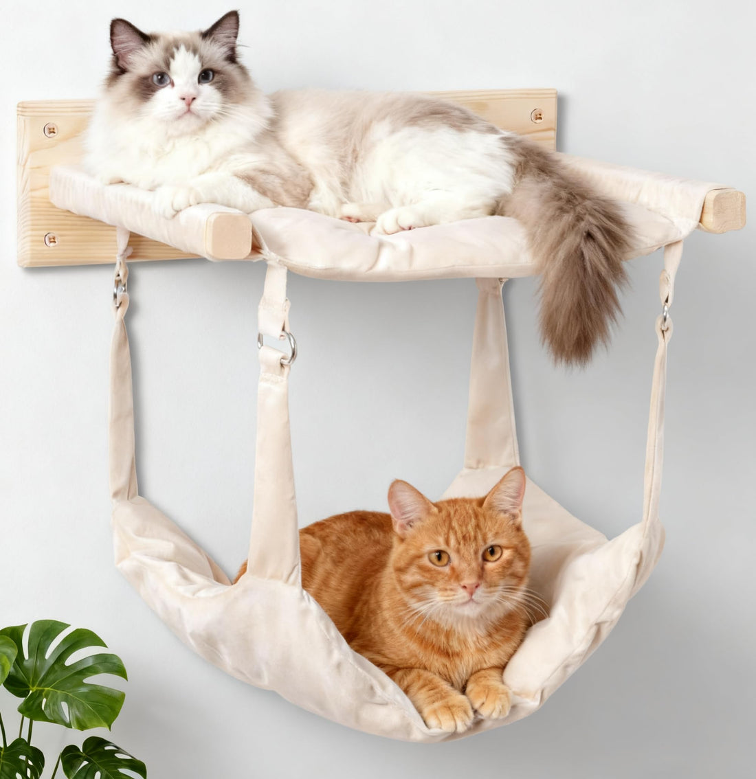 JSPYFITS Wooden Cat Wall Hammock