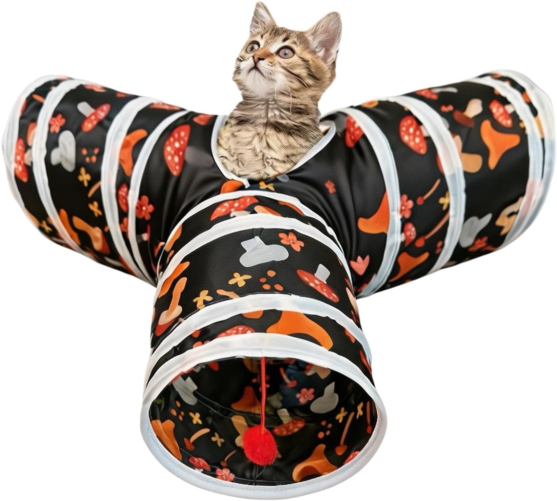 3 Way Cat Tunnel Collapsible Fun Pet Play Tube Toys for Cats, Kittens