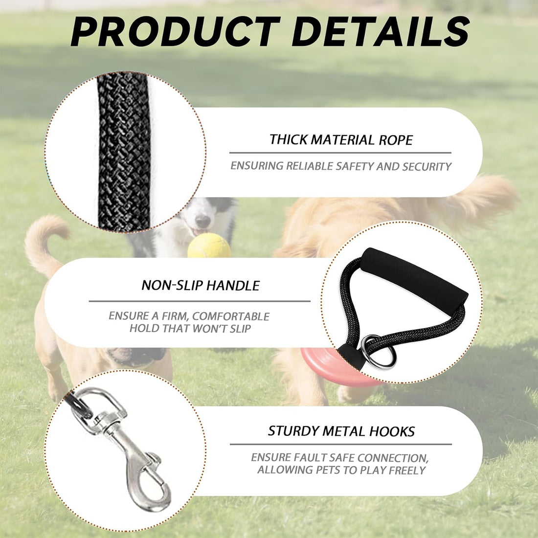 3‑Way No‑Tangle Dog Leash, 360° Swivel Heavy Duty for 2‑3 Pets