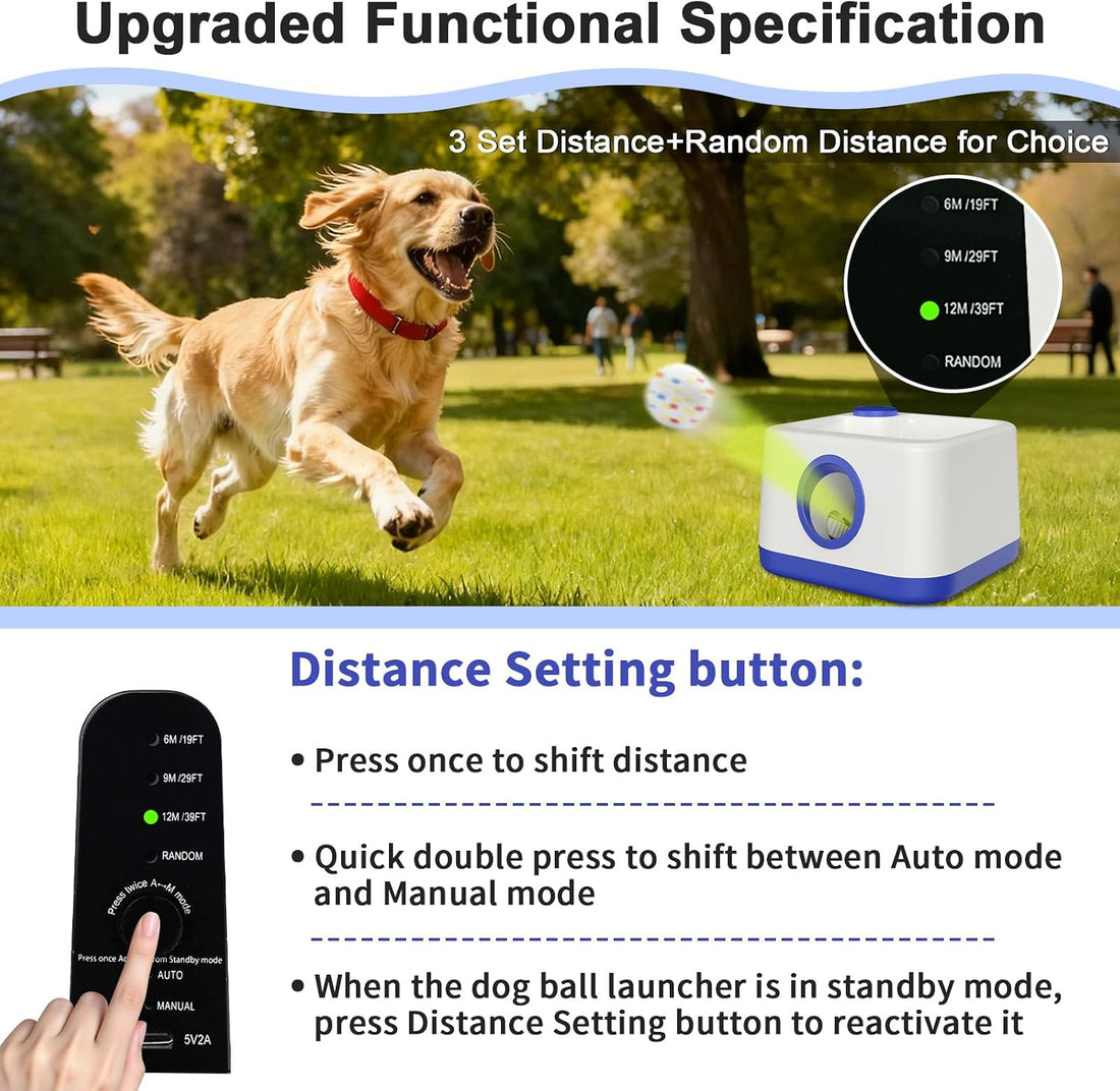 Automatic Dog Ball Launcher, Dual Auto-Manual Modes with Dog Barking