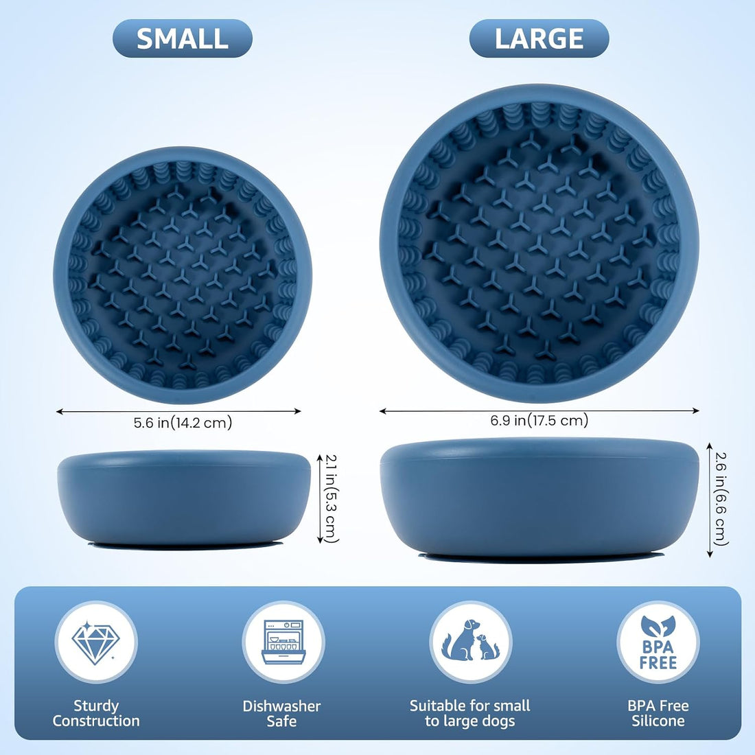 Dog Slow Feeder Lick Bowl, Freeze Lick Mat with Suction Cup