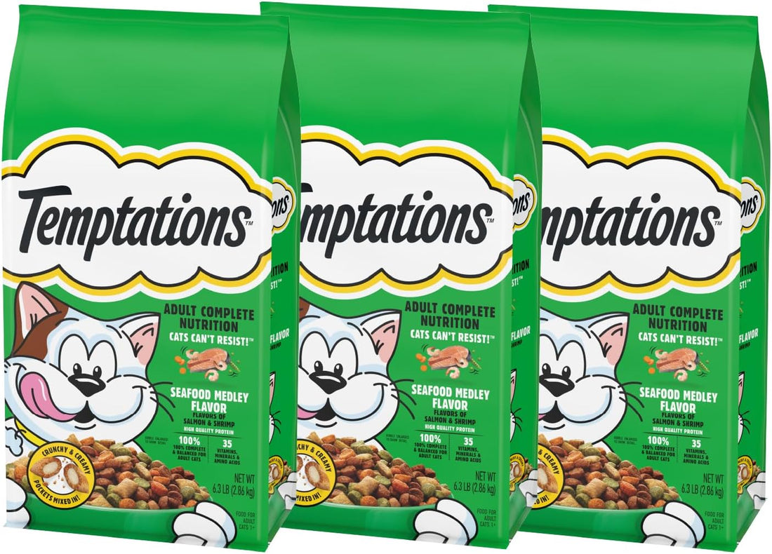 Temptations Adult Dry Cat Food, Tasty Chicken Flavor, 6.3 lb, 3 Pack