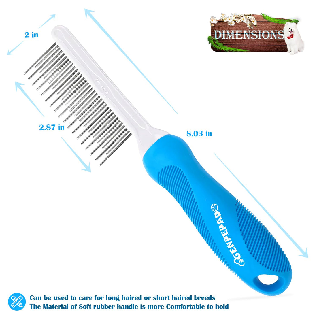 GENPEPADO Grooming Comb for Dogs and Cats with Matted Hair