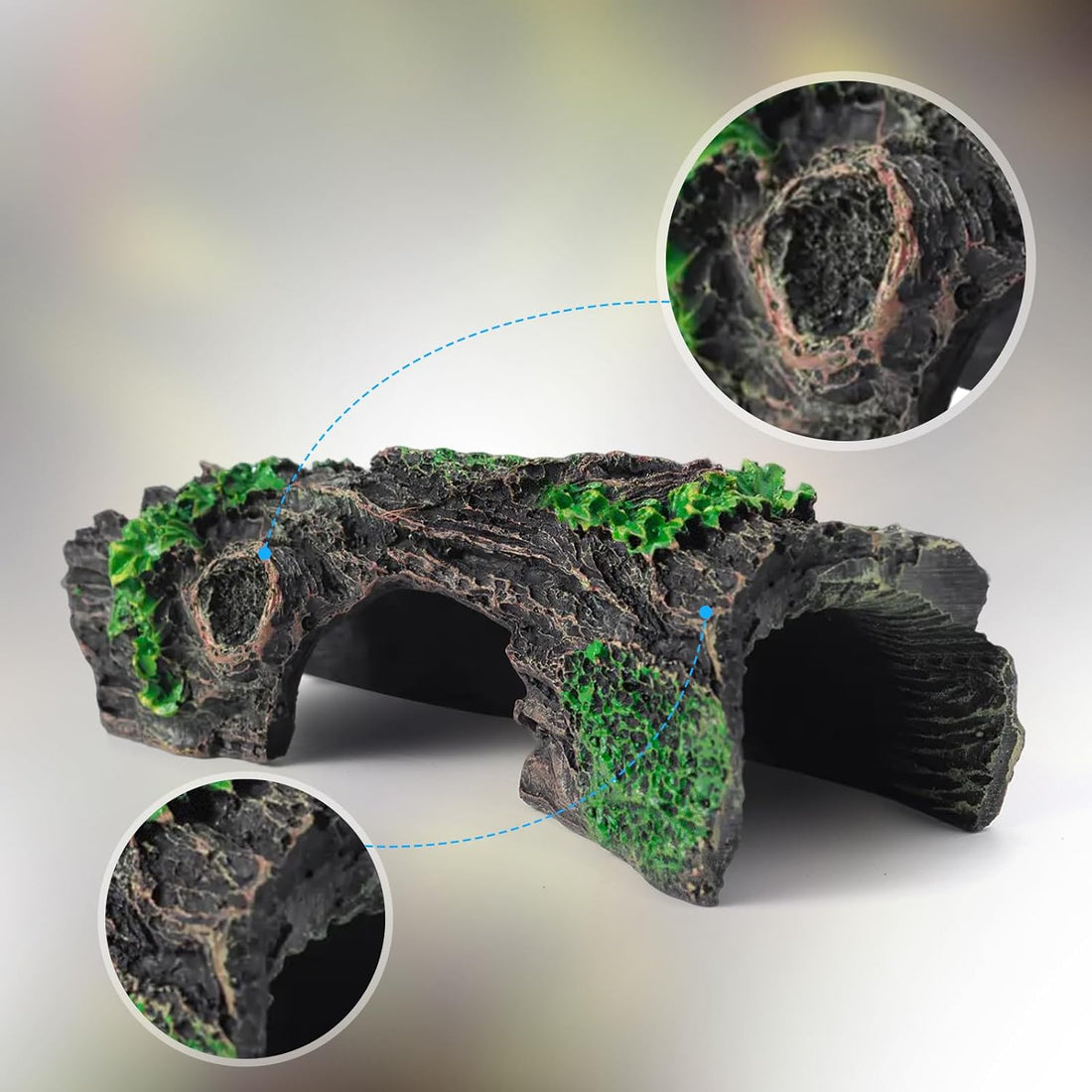 9Pcs Aquarium Decorations Resin Hollow Tree Trunk Ornament Set
